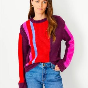 Colorblock Mixed Stitch Sweater medium
